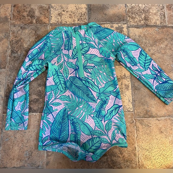 Cat & Jack long sleeve one piece swimsuit tropical leaf print - Picture 6 of 6